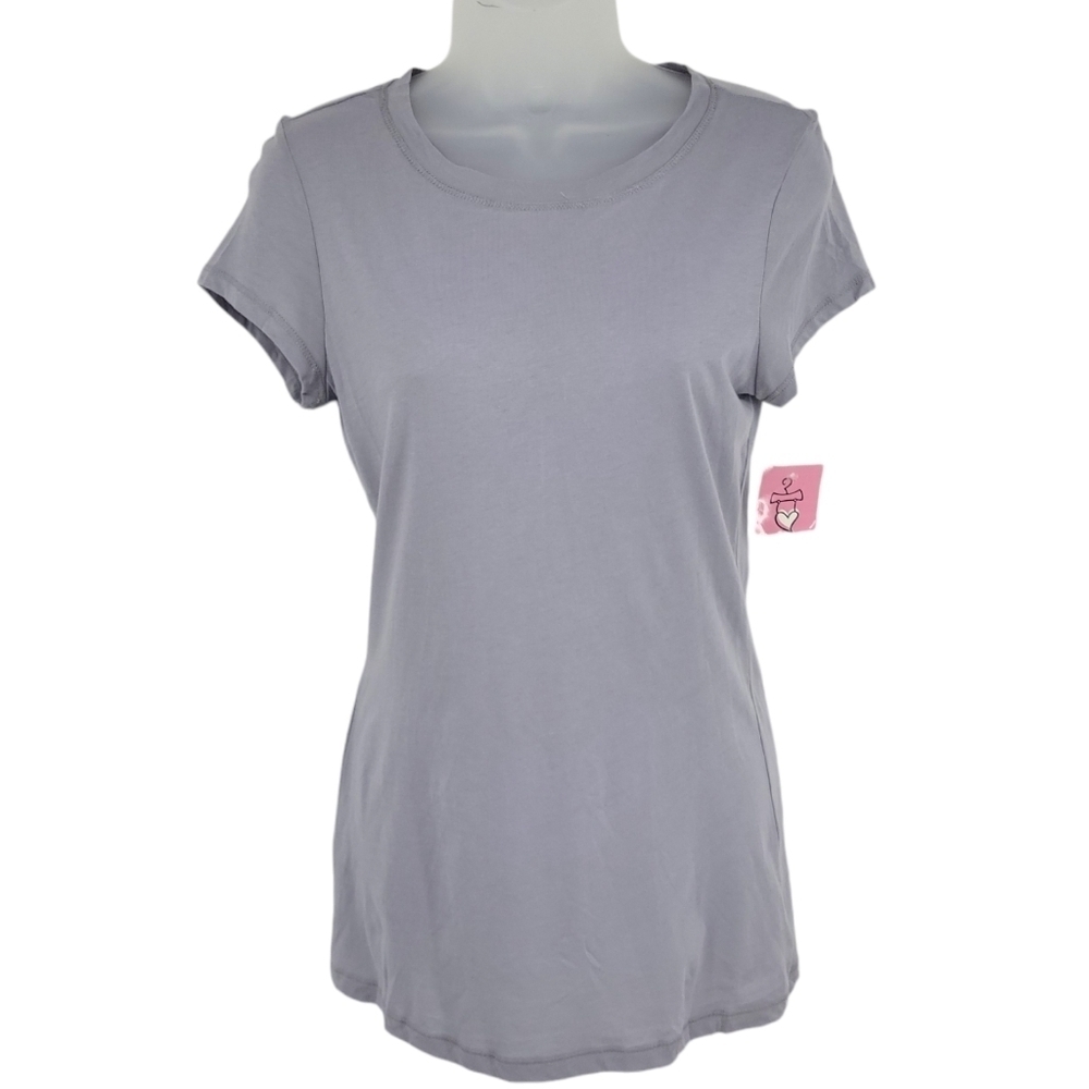 Love‎ on a Hanger Womens Light Gray/Purple 100% Cotton T-Shirt Size L